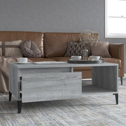 BUKSCYJS Wohnzimmertisch Klein,Truhentisch Couchtischcouchtisch Grau Sonoma 90x50x36,5 cm Holzwerkstoffgeeignet FüR Wohnzimmer, Neben Dem Sofa, Arbeitszimmer, Konferenzraum