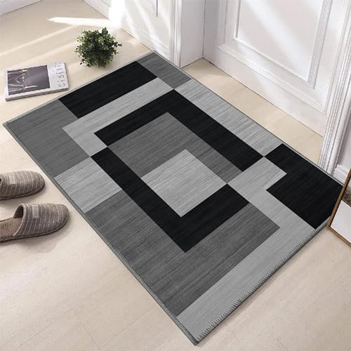Hafaa Door Mat Indoor & Outdoor - Non Slip Heavy Duty Doormats - Stylish & Printed Mat - Perfect Dust Grabbing Shoes Scrapper Door Mats (Milo Black & Grey, 60cm x 110cm)