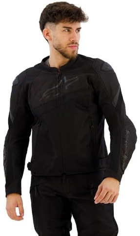 Alpinestars T-GP Plus V4 Airflow Jacket, Lightweight Mesh Construction, CE-Certified, Sport Fit, DFS Shoulder Protection, Hot Weather Riding Gear, L, Black/Black