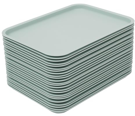24 Stück Kunststofftablett, Serviertablett, Rutschfest Rechteckig Servierplatten, Plastik Tabletts aus Kunststoff Kunststoff, Fast Food Café Tabletts Rutschfest für Küche Esszimmer 36*27*2cm (Blau)