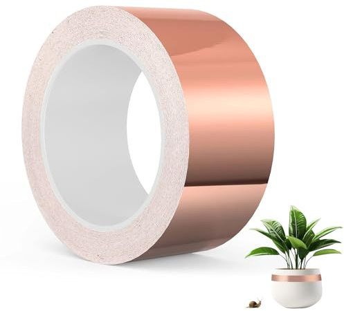 Lyneun Kupferband Gegen Schnecken, Kupferband Selbstklebend, Schneckenschutz Kupferband, Schneckenabwehr Kupferband zum Anlagenschutz, Zum Löten, Elektrischen Reparatur, EMI Abschirmband (50mm)