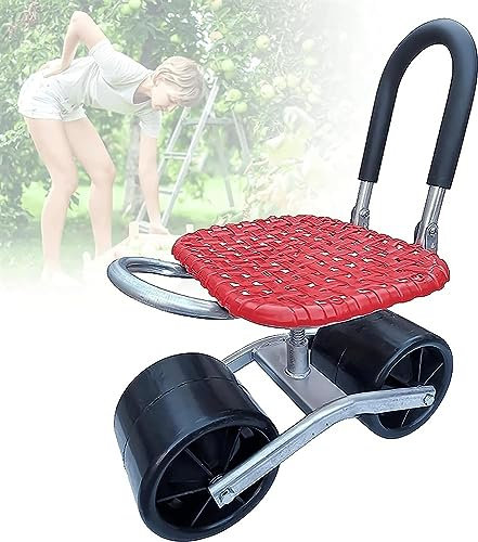 Gartenwagen mit Rollsitz, Mobile Hockerbank, Verstellbarer rollender Gartenwagen mit Sitz, um 360° drehbarer Gartensitz auf Rädern für Gärtnerpflanzen