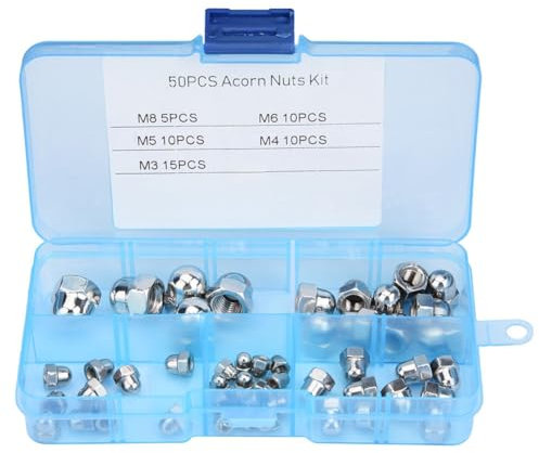 Respicefinem 50 Teiliges Edelstahl Hutmuttern Set M3 Bis M8 Sechskant Hutmuttern Sortiment Für Haus Und Bürogeräte Kommunikationsgeräte Schiffsmontage