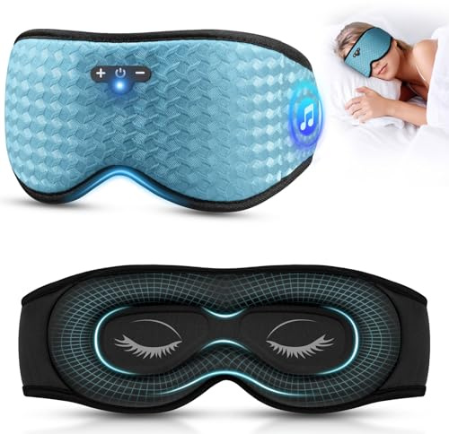 3D Sleep Mask with Bluetooth Headphones, Adjustable Bluetooth Eye Mask | Sleeping Headphones for Side Sleepers, Zero Eye Pressure, Ultra-Thin Stereo Speakers Perfect for Sleeping-Peacock Blue
