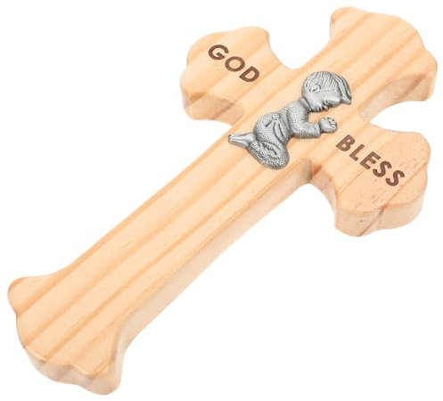 Alipis Cruz De Madera Conmemorativa Para Bautizo Y Comunión Estilo Retro Chic De Fina Artesanía.