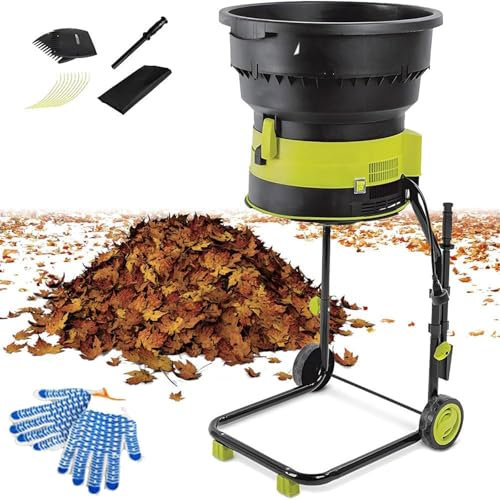 Trituratore Elettrico per Foglie,Trituratore per Foglie da Giardino 2500W,8000 Giri/min,con Ruote e Borsa di Stoccaggio,Diametro Imbuto 54cm,per la Pulizia del Giardino,10mpowercable