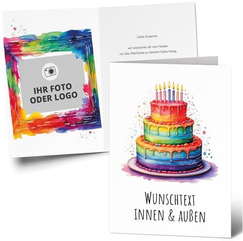Einladungskarten Manufaktur Hamburg XXL Glückwunschkarte Geburtstag PERSONALISIERT | A4 Grußkarte | Große XL Maxi Karte | Geburtstagskarte | Umschlag | Text Foto selbst gestalten | 04