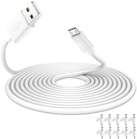 Herfair USB‑auf‑Micro‑Stromkabel, 3 m lang, Verlängerungskabel für WyzeCam, WyzeCam Pan, YI‑Kamera, NestCam Indoor, Netvue, KasaCam Indoor, Furbo Hundekamera, Blink, USB‑Ladekabel (5 M)