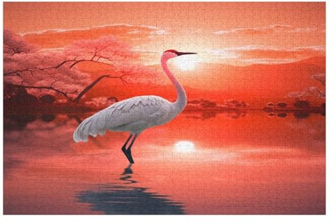 Weißer Kran Holzpuzzle 1000 Teile Klassische Puzzles Erwachsene Kinder Puzzle DIY Kit Holzspielzeug Einzigartiges Geschenk （75×50cm）