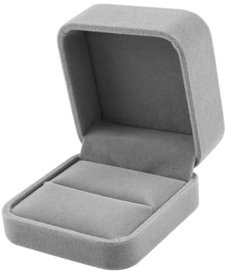 1 caja de anillo gris, terciopelo, caja anillo, Joyero para anillo, caja de joyería de terciopelo, caja de regalo, para propuesta de matrimonio, bodas, centro comercial, mostrador, caja de regalo
