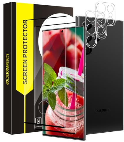 Bodyguard Schutzfolie für Panzerglas für Samsung Galaxy S22 Ultra 5G, 2+2 Stück Kamera Schutzfolie+Schutzglas, 3D Kante, 9H Härte, Blasenfreie, Sensitive Touch, Ultra-Klar S22 Ultra Displayschutz