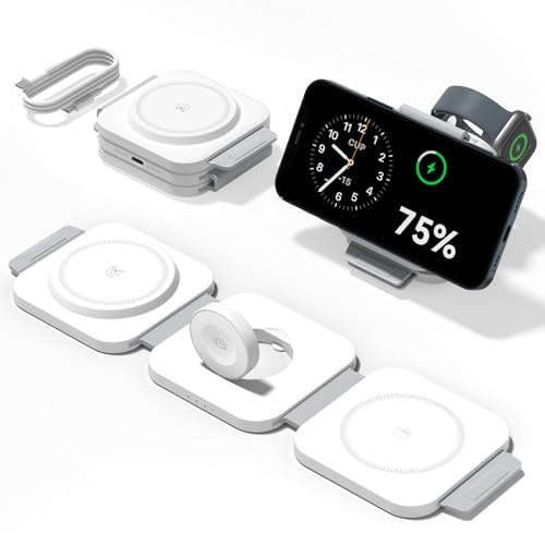 3 in 1 Magsafe ladegerät, 15W Induktive ladestation für iPhone 17/16/15/14/13/12 Pro Max,Apple Watch 10/9/8/7/Ultra und AirPods Pro 2/3, Apple ladegerät,Wireless Charger ladestation magsafe Charger