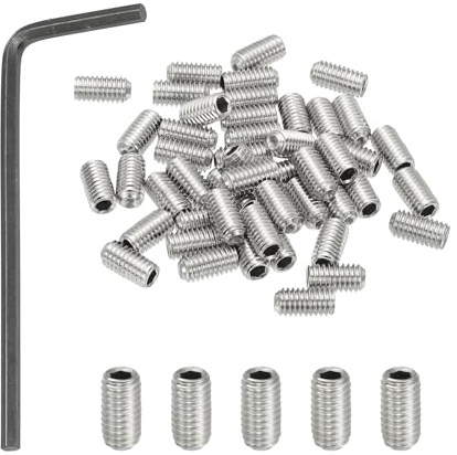 PATIKIL Tornillos De Fijación Sin Cabeza Con Punto De Copa Hexagonal Interno #10-32x3/8, 50 Pcs Acero Inoxidable 304 Con Llave Hexagonal Para Manijas De Puerta Accesorios De Baño
