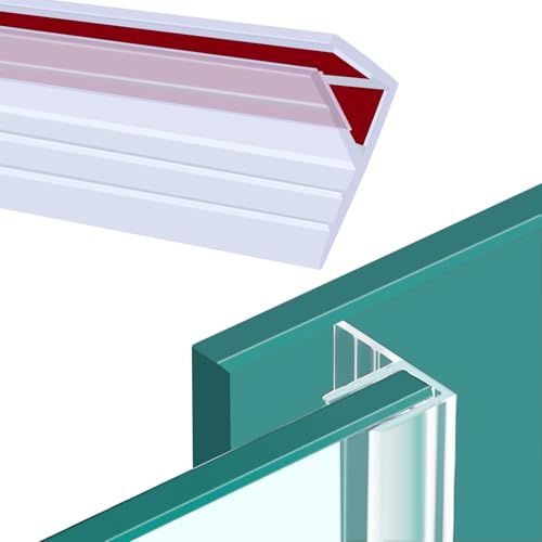 Joint Porte de Douche Auto-Adhésif Joint Porte Douche Verticale(F-12mm) | Joints de Paroi de Douche pour Verre de 11 mm 12 mm D'épaisseur pour Empêcher les Fuites D'eau et le Bruit Transparent 200cm