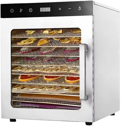 KHYTEBV Lyophilisateur LED 800 W, déshydrateur Alimentaire 10/12 Couches, lyophilisateur Domestique en Acier Inoxydable, Robot culinaire, déshydrateur Alimentaire pour Fruits et Champignons