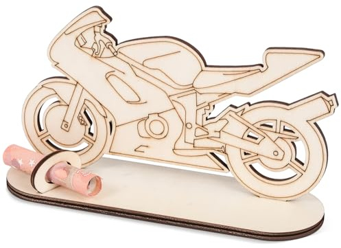 HOLDLEAF Motorrad Geburtstag Geldgeschenk Holz,Originelle Geburtstag Holz,Geldgeschenk Sparbüchsen,Reisekasse Geschenke für Frauen, Männer