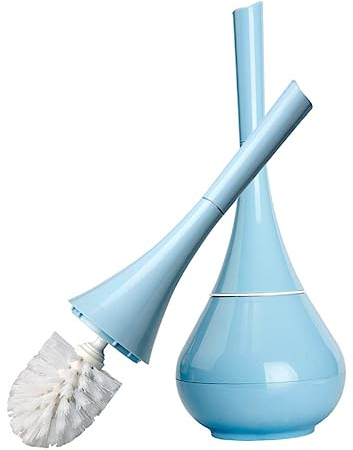 Hemobllo Ensemble Brosse de Toilette Bleu Support Compact en Abs PP, Manche Long pour Nettoyage Approfondi Salles de Bain à Domicile et Hôtels