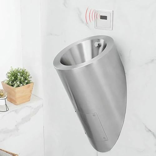 GFXYQPDNV Stainless Steel Urinal for Men Bathroom, Wall-Mounted Urinal Trough for Men, Intelligent Sensor Flush Urinal, for Bathroom, Hotel, Public Places