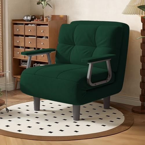 Fabulcozy Schlafsessel 3 in 1 Mit Bettfunktion, Verstellbarer Rückenlehne 5 Winkel, Einzelsofa Mit Armlehnen, Klappsofa Futon Couch, Gästebett für Wohnzimmer, Schlafzimmer