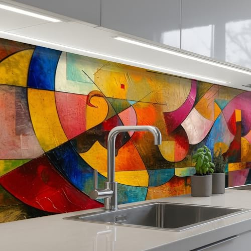 KitchenYeah© Paraschizzi Cucina Adesivo Pannello Parete Paraspruzzi Muro | 60x200 cm - Decorativo Arte - Astratto - Moderno