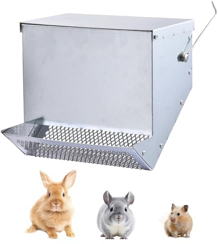 Kaninchenfutterautomat | Automatischer Futterspender mit Deckel | Kaninchenfutterbehälter | Für Meerschweinchen, Hamster, Frettchen, Chinchillas, Vögel, Käfigpflege im Innen- und Außenbereich