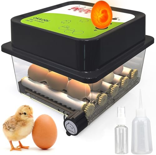 Okköbi OBI-12 Brutautomat Vollautomatisch – Inkubator für 12 Eier mit Automatischem Eierwender - Brutkasten Hühner für Hühnereier, Wachtel und Enteneier - Schwarz