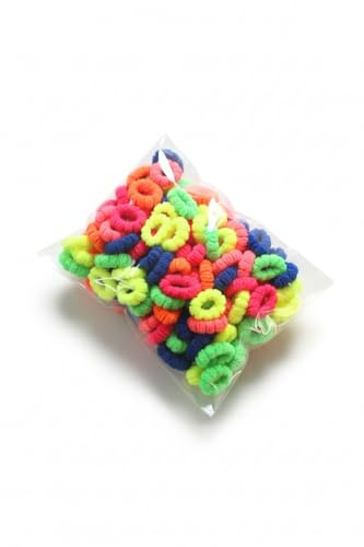 Mini Hair Ties for Kids, 100 Pack Multicolor Elastic Scrunchies, Seamless Soft Hair Accessories for Toddlers, Baby Girls (Deep Multicolor)