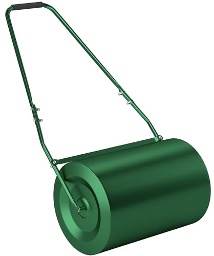 Outsunny Rullo per Prato da 63L di capacità con Maniglia Imbottita, Rullo Giardino in Acciaio Riempibile con Acqua/Sabbia, 123x58x40 cm, Verde Scuro