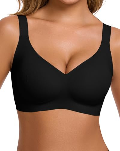 ubras Wireless Seamless Bra for Women, Breathable Jelly Bra Soft Support | Wide Straps, Comfort, Seamless, Everyday Wear, Broad shoulder fit, Ribbed