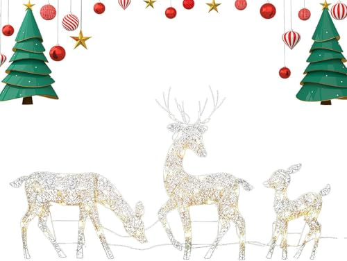 Outdoor Christmas Deer Set Standing Reindeer Family Set Outdoor Holiday