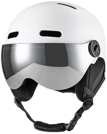 Asixxsix Skidhjälm, Stötsäker Vindtät Lätt Snowboardhjälm med Skyddsglasögon, Avtagbart Foder, Löstagbart Visir, öronkuddar, 12 Ventiler, Vintersporthjälm för Män och (L Huvudomkrets 59 61CM)