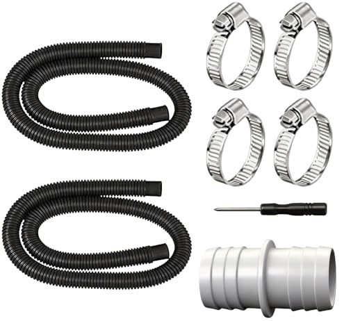 Poolschlauch 32mm, 2 Stück 150cm Schlauch Pool mit 4 Sicherungsclip und 1 Schlauchverbinder, Teichschlauch 32mm, Schwimmbadschlauch Pumpenschlauch für Filterpumpe und Schwimmbad (Schwarz)