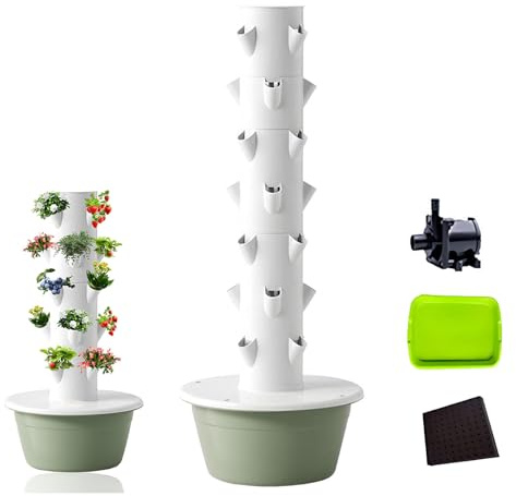 Sistema di Coltivazione Idroponica Torre Verticale, Aeroponica Automatizzata Torre Interna da Giardino con Pompa Autoirrigante, Kit di Coltivazione Acquaponica Giardino delle Erbe 7th Floor