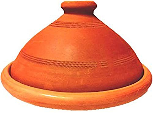 ORIGINALE Tajine marocchina in terracotta Tuareg Ø 30cm per 4-5 persone | Piatto Tagine con coperchio Fatto a mano | non smaltata e priva di materiali tossici per la vostra cucina marocchino