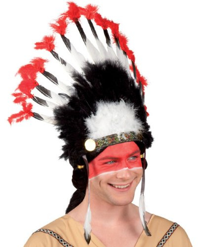 PARTY DISCOUNT Indianer-Kopfschmuck mit Marabou schwarz/weiß