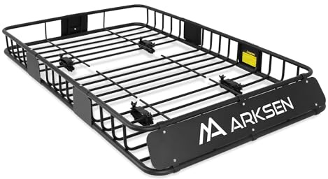 ARKSEN 64 x 39 x 6 Inch Universal 150LB Heavy Duty Roof Rack Cargo with Extension Car Top Luggage Holder Carrier Basket for SUV, Truck, & Car Steel Construction