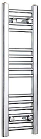 Chrome Heated Towel Rail Radiator 250mm Wide Flat Ladder for Stylish Bathroom (250 x 800 mm)