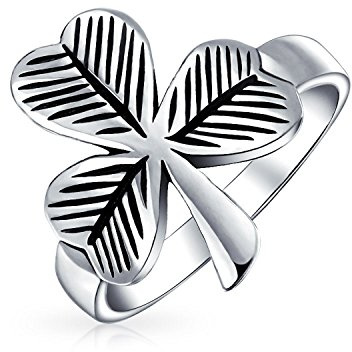 Viel Glück Himmlisch Irish Trinity Shamrock Clieber Ring For Freundin For Men Antiqued Oxidized .925 Sterling Silver