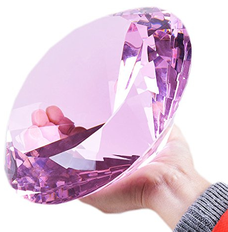 LONGWIN Briefbeschwerer K9 Kristalldiamant, 200 mm breit, für Fotografie, Requisiten, Hochzeit, Veranstaltungsort, Dekoration, Geschenkverpackung, Rosa