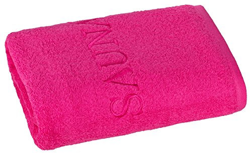 PremiumShop321 Saunatuch 70x200 cm - 500g/m² Schriftzug Sauna-pink