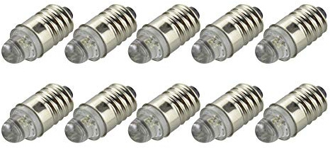 Ruiandsion LED-Leuchtmittel, 3 V, E10, SMD, Weiß, für Taschenlampe, 10 Stück
