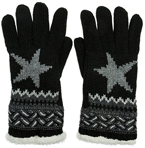 Caspar GLV004 warm gefütterte Damen Strick Handschuhe mit Stern