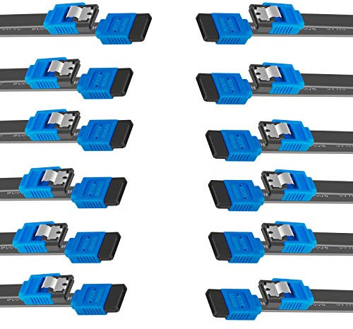 Benfei SATA Cable III, 12 Pack SATA Cable III 6Gbps Straight HDD SDD Data Cable with Locking Latch 18 Inch for SATA HDD, SSD, CD Driver, CD Writer