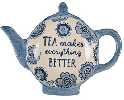 Sass & Belle, Piattino per bustine da tè, motivo floreale, colore: blu, per amanti del tè