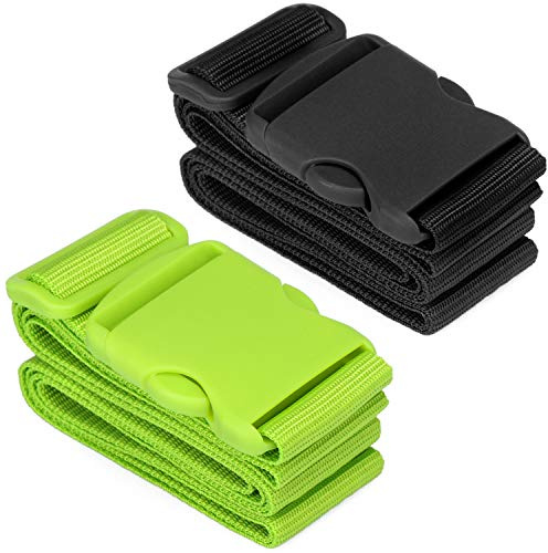 com-four® 2X Koffergurt mit robustem Verschluss, Hochwertiges Kofferband | Gepäckband für Reise und Urlaub