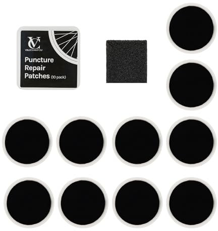 VeloChampion lätta cykelpunktionsreparation limfritt självhäftande patch kit (6 eller 10 pack) (10 Pack)