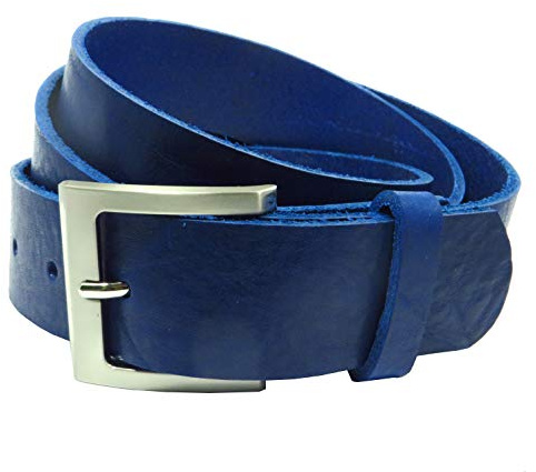 Chrissys-in Ledergürtel royal-blau Rindsleder 4 cm breit aus eigener Fertigung Jeans Damen Herren Handwerkergürtel Arbeitshose