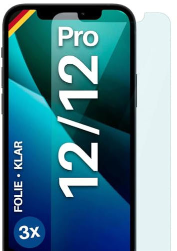 moex für iPhone 12/12 Pro Schutzfolie Displayschutz Folie Ultra-klar HD 0,2 mm kompatibel mit jeder Hülle, Anbringen ohne Blasen, Handyfolie Extra Kratzfest, FlexProtect 3 Stück