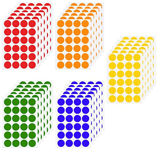 Chstarina 2 cm Bunte Punke Aufkleber, Punktaufkleber Klebepunkte Aufkleber Etiketten, Runde Selbstklebende Markierungspunkte für Kalender, Basteln, Papier, matt, 720 Stück