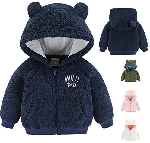 Bébé garçons filles dessin animé polaire veste à capuche manteau avec oreilles chaud vêtements d'extérieur Zip Up coat